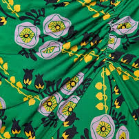 Zara NWT Green Draped Floral Dress - Picture 8 of 10